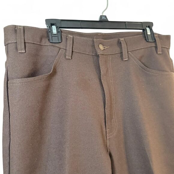 VTG Levi’s 60s 70s Brown Twill Flat Front Trousers Slacks 37x26.5 Workwear - Picture 3 of 5